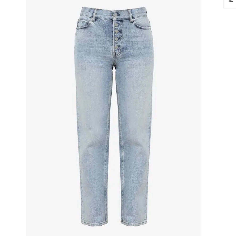 Anine Bing Light Blue Button-Fly Cropped Jeans